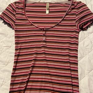 Aero Stripped Pink Short Sleeve T-Shirt